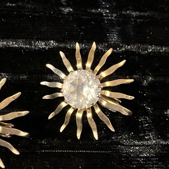 Vintage Sarah Coventry Clip On Earrings Women's Fascination Sunburst Atomic MCM - Picture 3 of 7